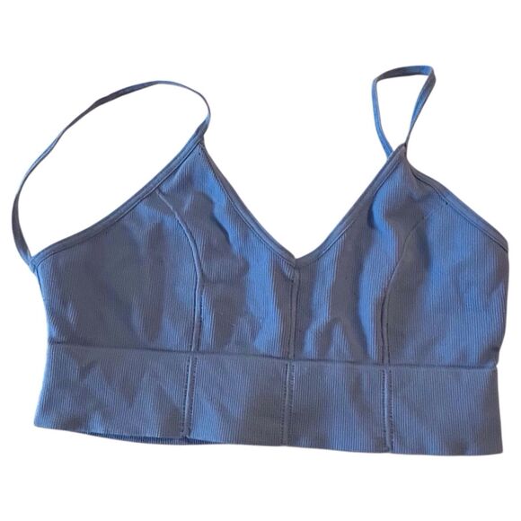 Intimately Free People Womens Baby Blue Ribbed Bralette Spaghetti Strap Size M/L - Picture 2 of 7
